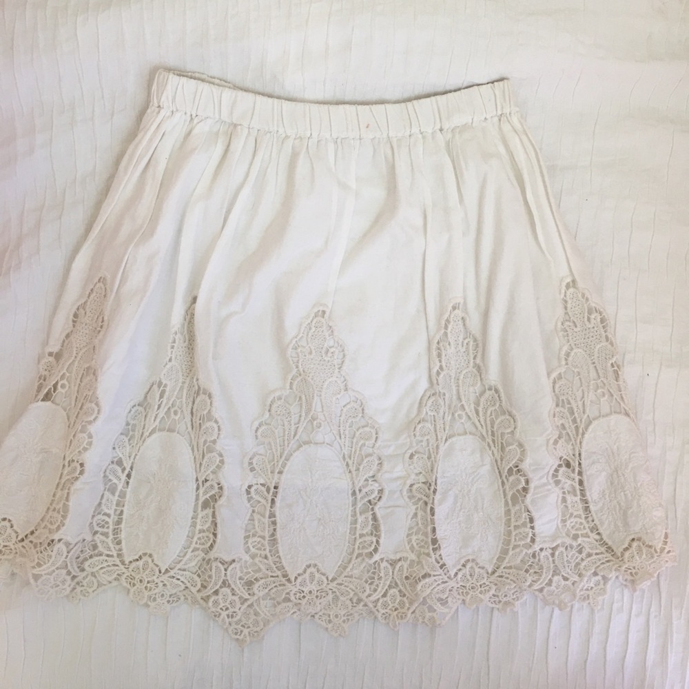 white lace mini skirt